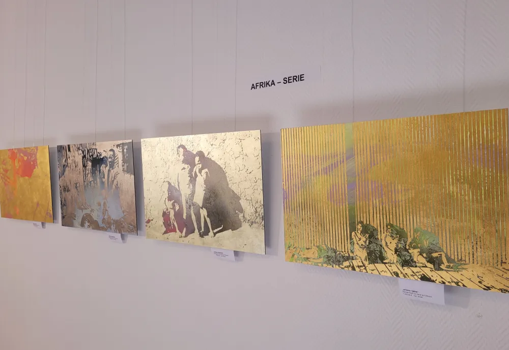 AFRIKA - SERIE Goldbilder (0,55 x 0,35 m) Bildserie nach Fotografien, Ausführung in div. Blattgoldarten