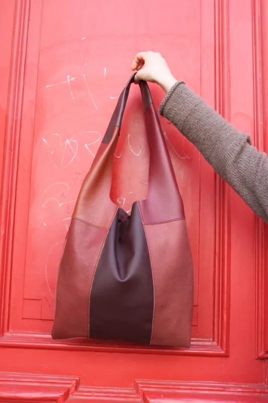 patchwork bag in red leather
