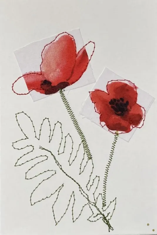 Lu Meschenmoser, gestickte Karte Mohn
