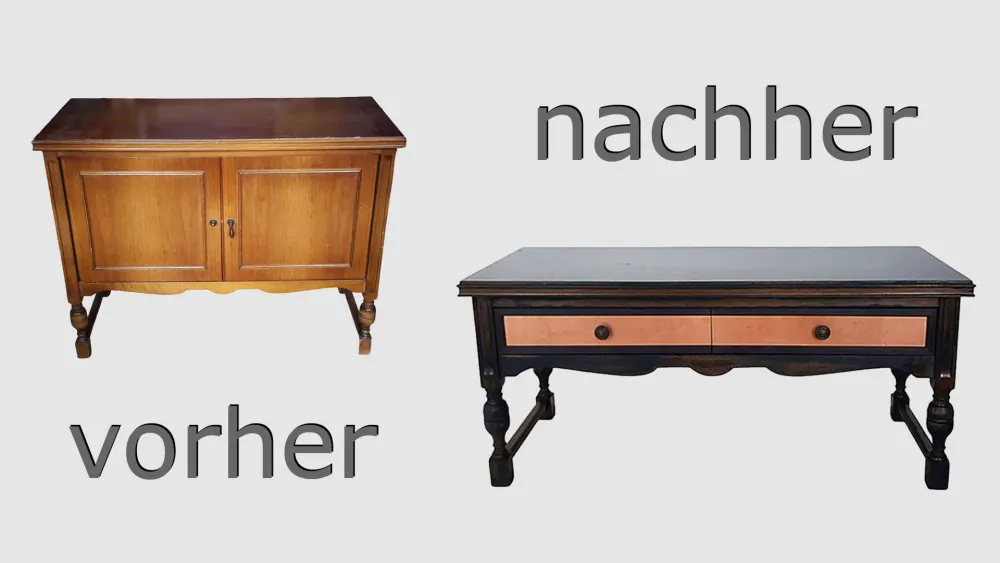 Umarbeitung einer Kommode in einen Beistelltisch durch Recycling und Upcycling
