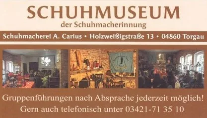 Schuhmacher Arno Carius/ Schuhmuseum ist Barrierefrei bis auf eine kleine Stufe, mobile Rampe vorhanden!