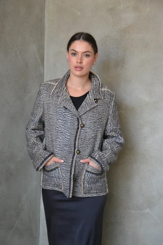 Damen Jacke aus Seide und Wolle, handgesponnen und handgewebt