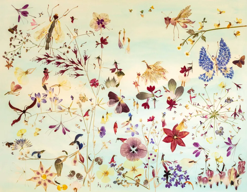 Tina Altus - Blütenkunstwerk "Fantastika" 60 x 80 Buntes Bild aus hunderten Blüten gefertigt - Fantastika