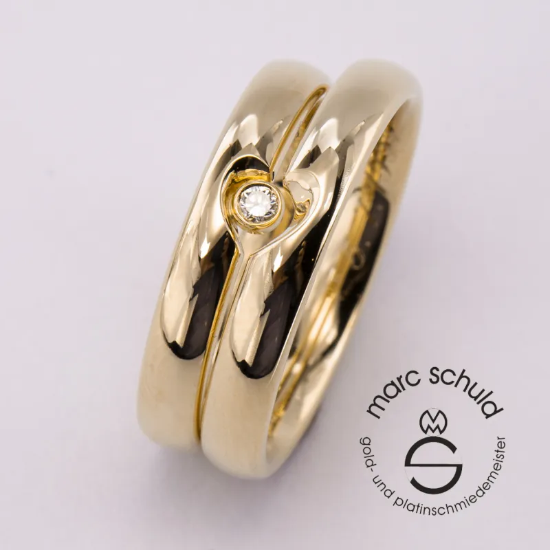 Hochzeit individuelle Trauringe mit Brillant, handgefertigt
