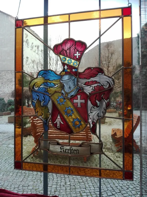 Fensterbild Familienwappen Wappenscheiben - Traditionelle Handwerkskunst