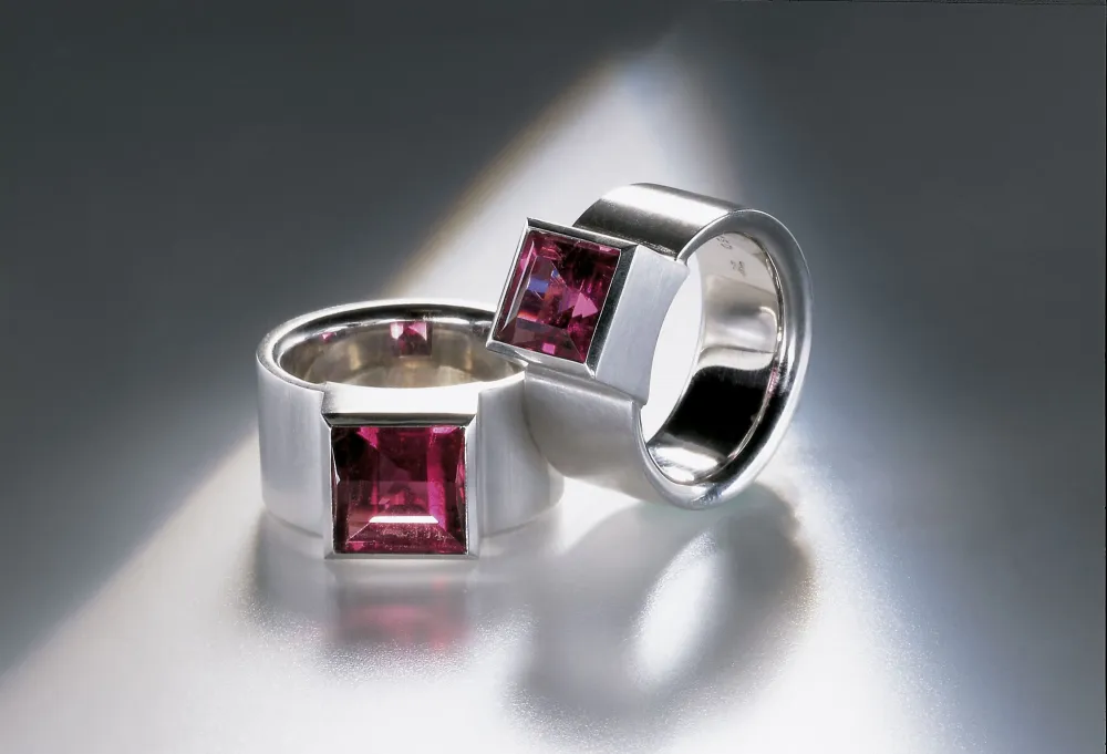 Ringe, Weißgold, pink Turmalin